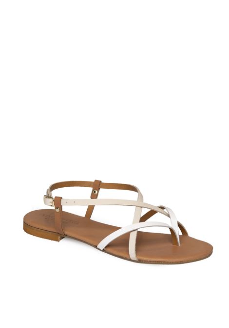 White/tan leather sandal VINCENT VEGA | P120VIT-BIANCO/CUOIO